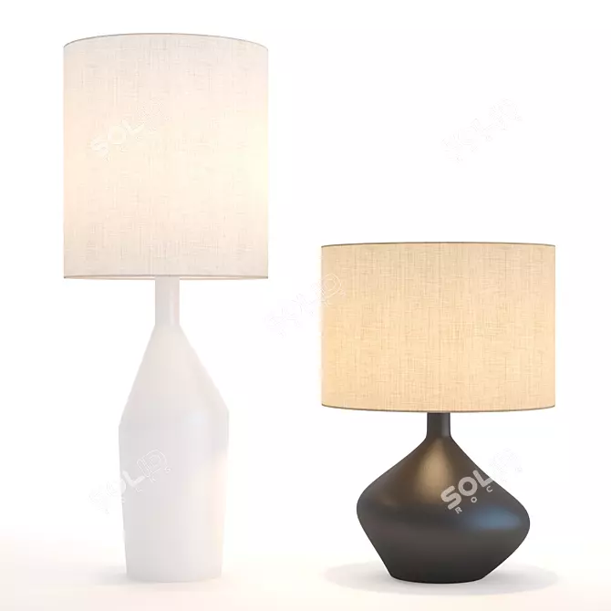 Modern Twist: Asymmetry Ceramic Lamp 3D model image 1