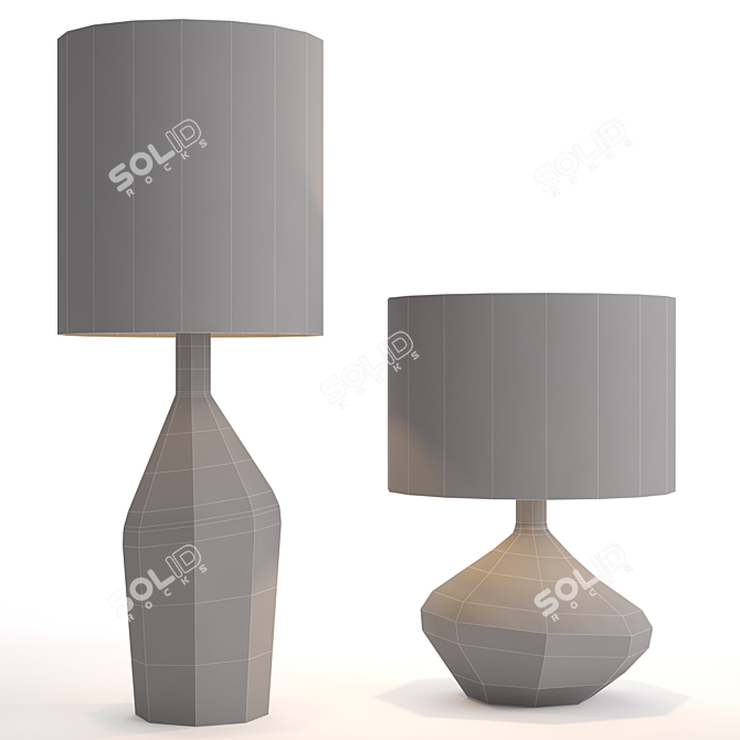 Modern Twist: Asymmetry Ceramic Lamp 3D model image 2