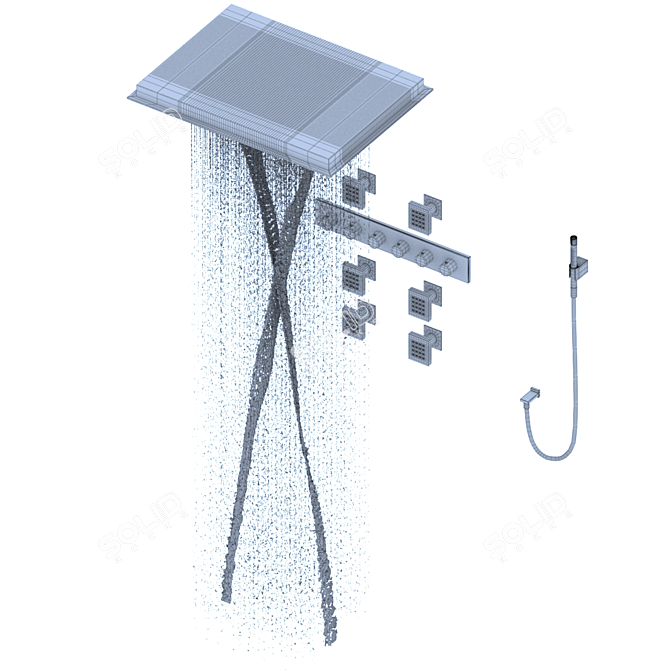 MAOFALZZNA LED Shower Set: 5 Modes, Waterfall Head 3D model image 2