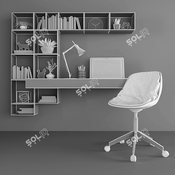 Efficient Workplace Set 3D model image 3