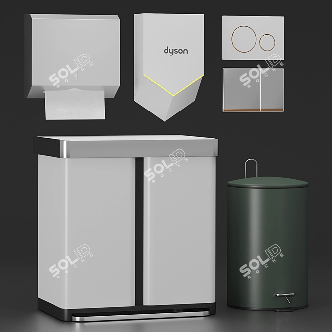 Modern Bathroom Accessory Set 3D model image 1