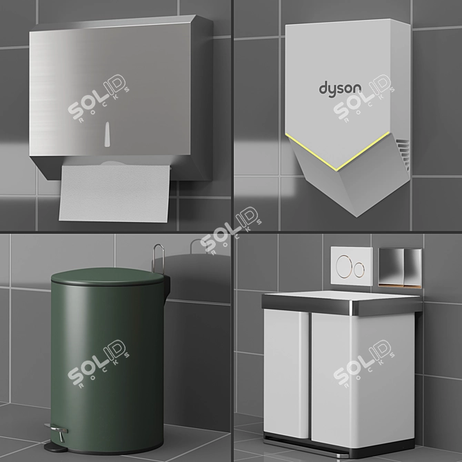 Modern Bathroom Accessory Set 3D model image 2