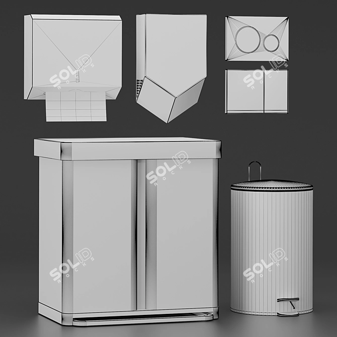 Modern Bathroom Accessory Set 3D model image 3