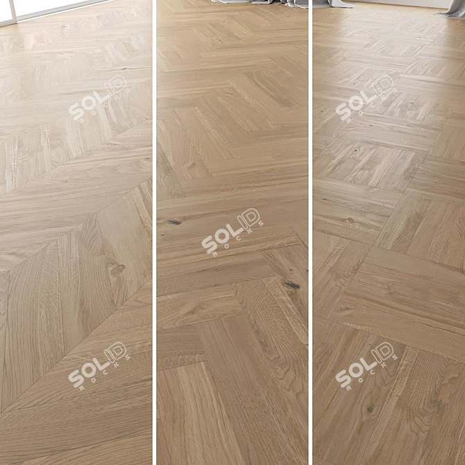 Handcrafted Oak Parquet Set 3D model image 1