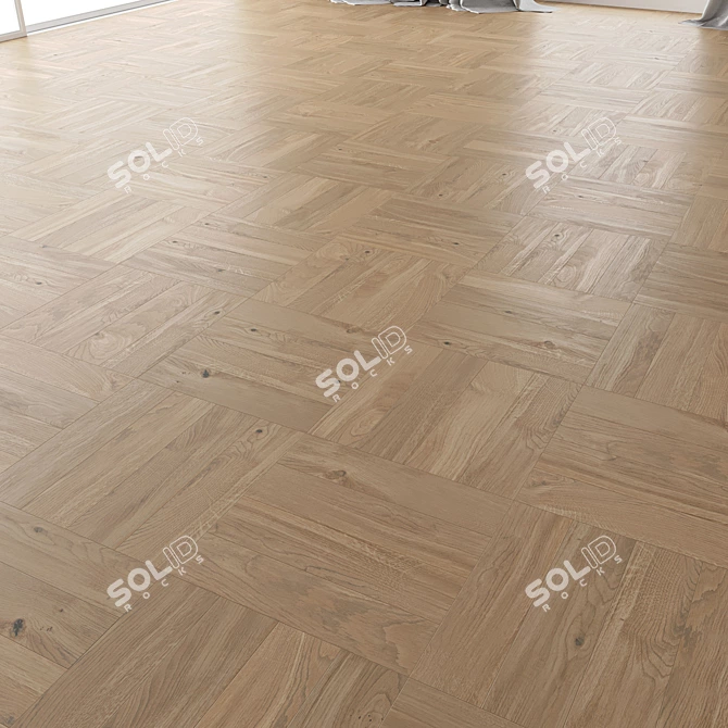 Handcrafted Oak Parquet Set 3D model image 2