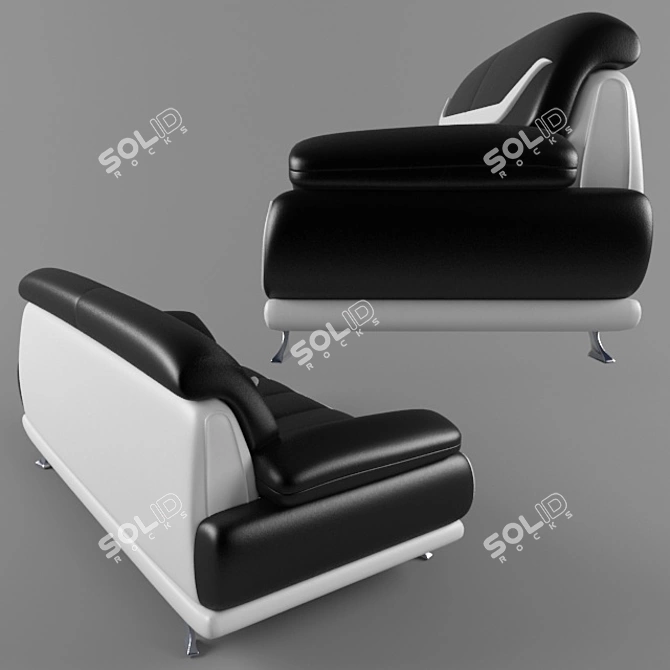 Modern Black and White Bentley Sofa Set 3D model image 2