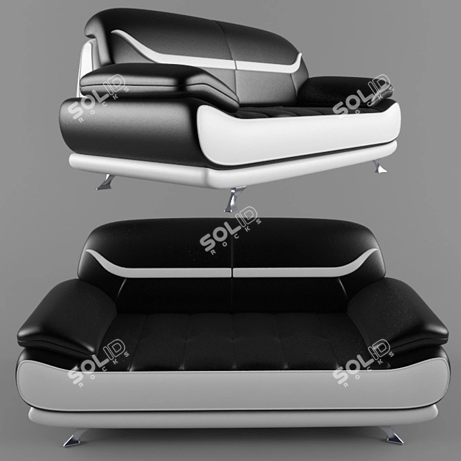 Modern Black and White Bentley Sofa Set 3D model image 4