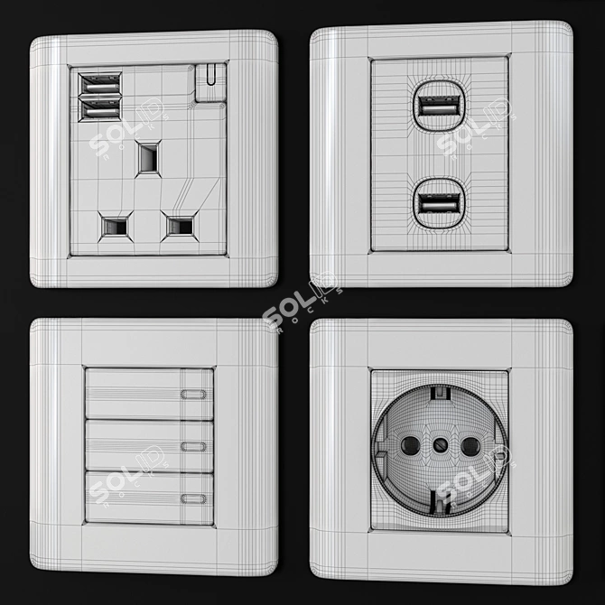 Sleek Silver Schneider Zencelo Switches 3D model image 3