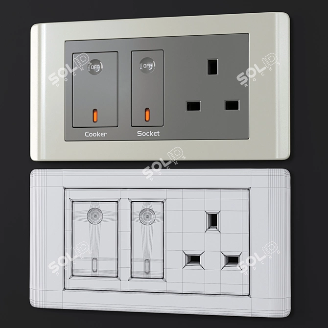 Sleek Silver Schneider Zencelo Switches 3D model image 4