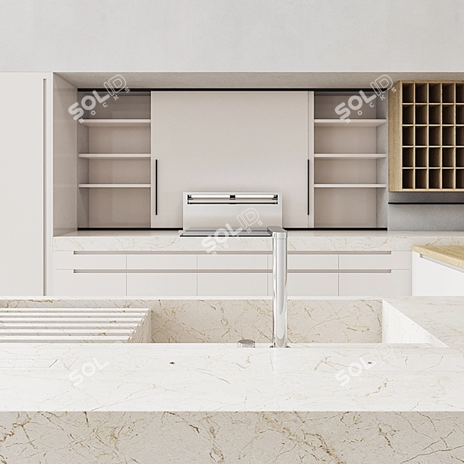 Sleek 54 Kitchen Design 3D model image 2