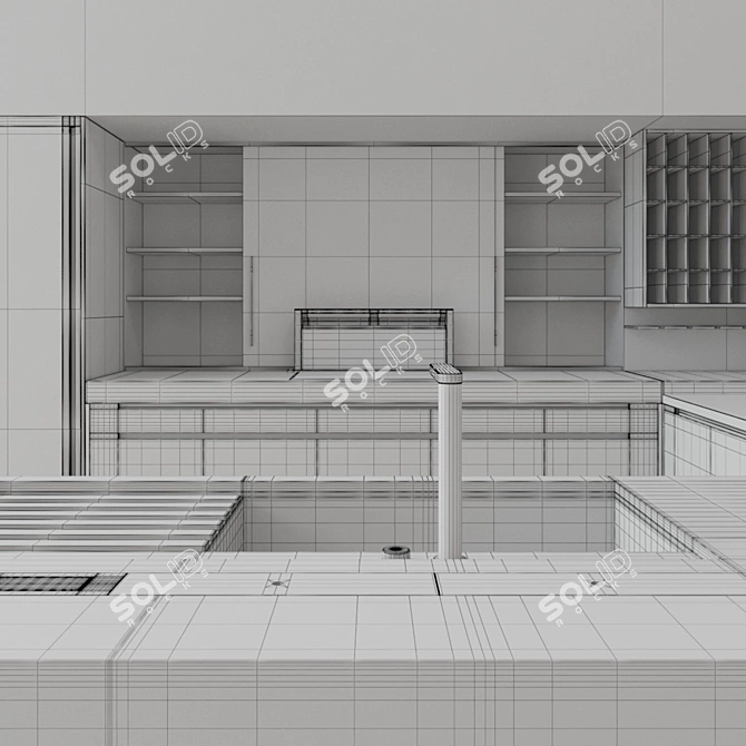 Sleek 54 Kitchen Design 3D model image 4