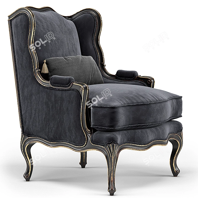 Elegant Louis XV Wing Armchair 3D model image 2