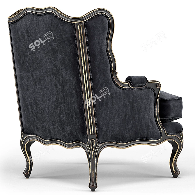 Elegant Louis XV Wing Armchair 3D model image 3