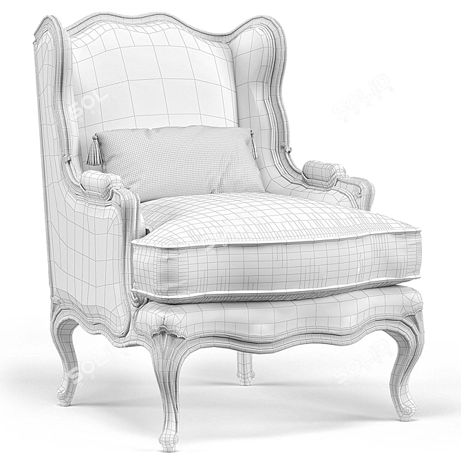 Elegant Louis XV Wing Armchair 3D model image 5