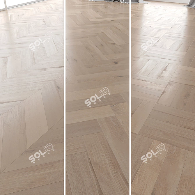 Vergne Brushed Oak Parquet Set 3D model image 1