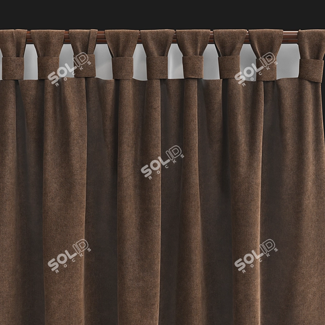 Elegance in Brown: Tulle-Infused Curtains 3D model image 2