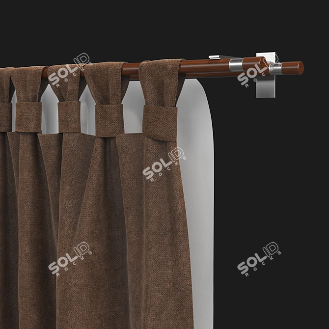 Elegance in Brown: Tulle-Infused Curtains 3D model image 3