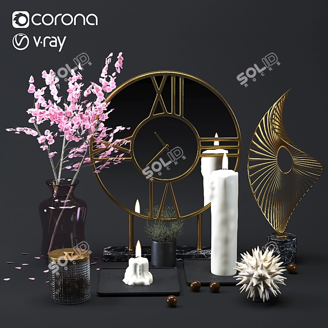 Golden Decor Set: Elegant & Versatile 3D model image 1