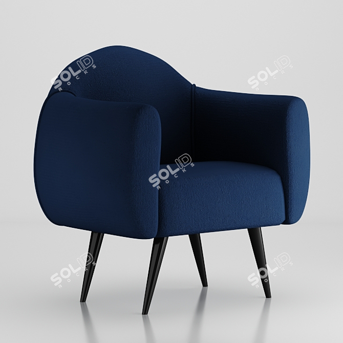 Elegant Velvet Chair: Stylish metal base 3D model image 1