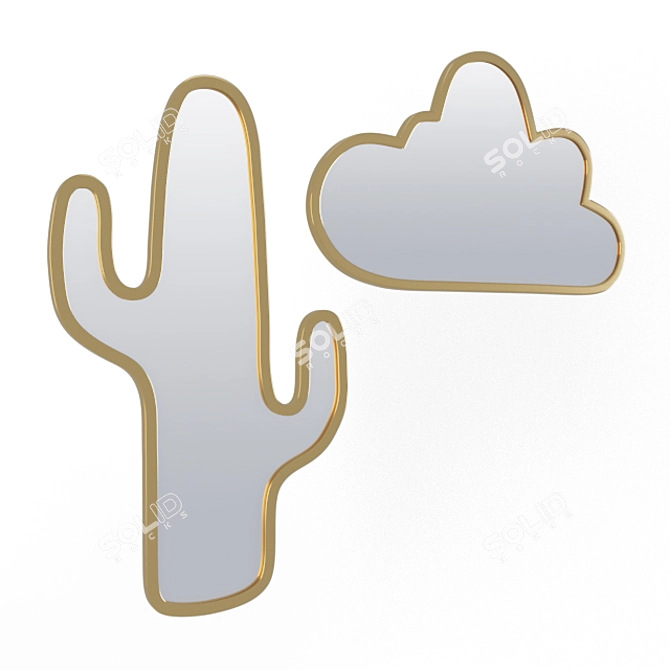 Cloud and Cactus Brass Mirrors 3D model image 2