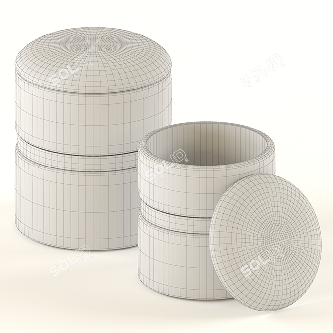 Luxury Gray Velvet Storage Ottomans 3D model image 5