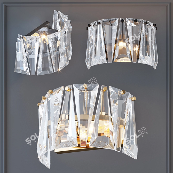 Radiant Gold Crystal Sconce 3D model image 1