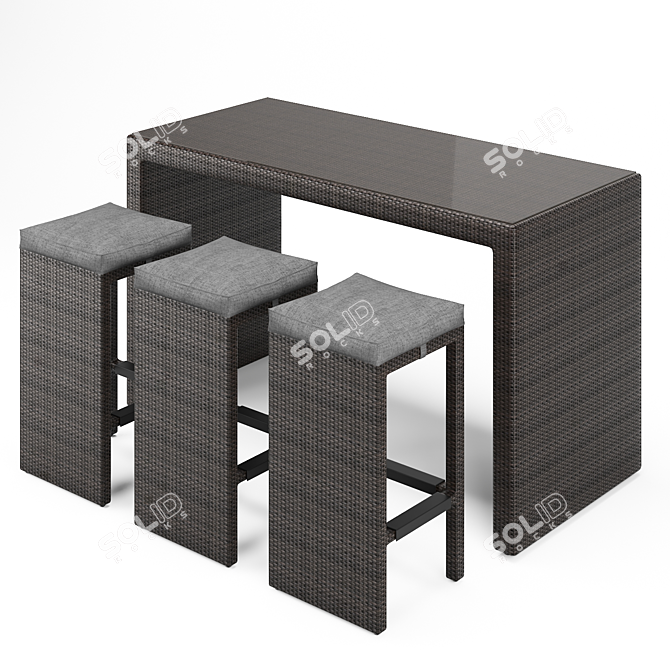 Outdoor Bar Set: Stylish and Sturdy Furniture for Your Outdoor Space 3D model image 2