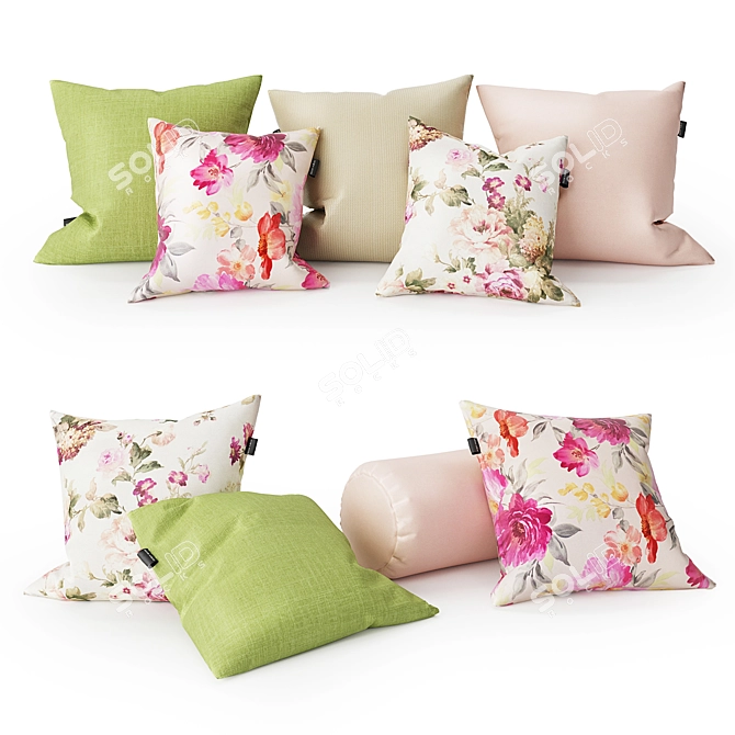 Luxury Home Decor Pillows Set 3D model image 1