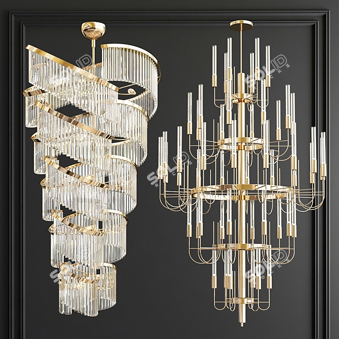 Grandeur Illumination Collection - 3 Marvelous Chandeliers 3D model image 3