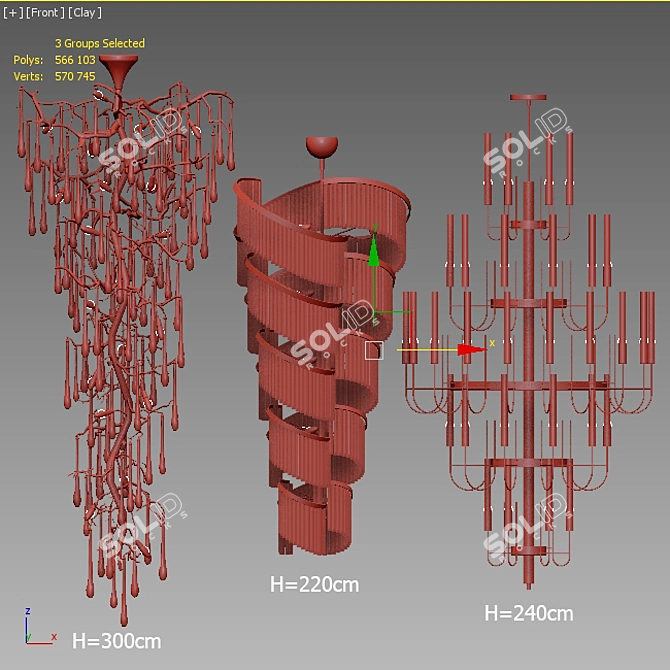 Grandeur Illumination Collection - 3 Marvelous Chandeliers 3D model image 5