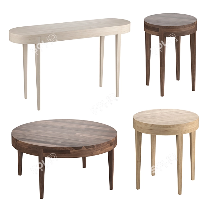 Wooden Elegance: Secret Sits Tables 3D model image 1