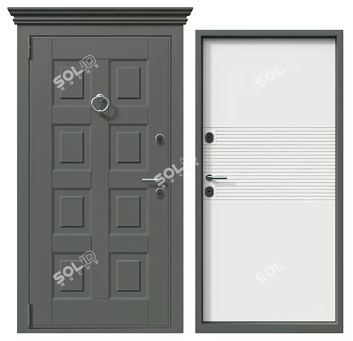 Modern Thermowood Doors 3D model image 1