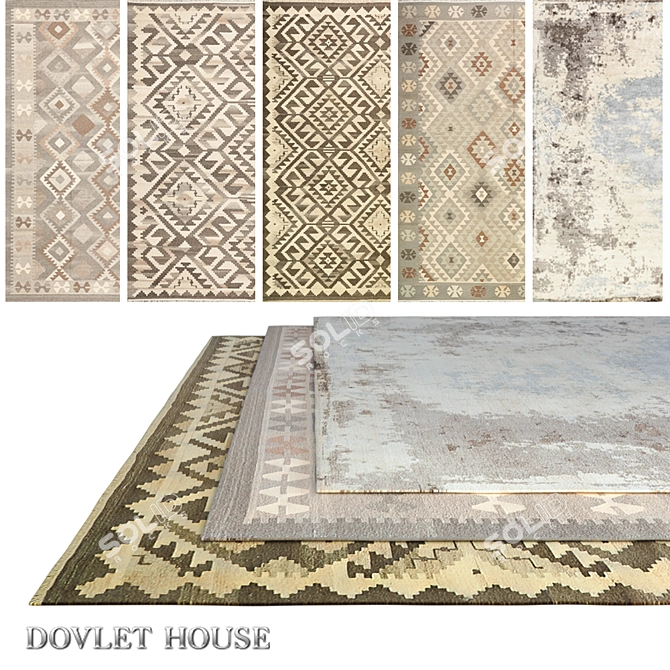 5-Piece DOVLET HOUSE Carpets (Part 511) 3D model image 1