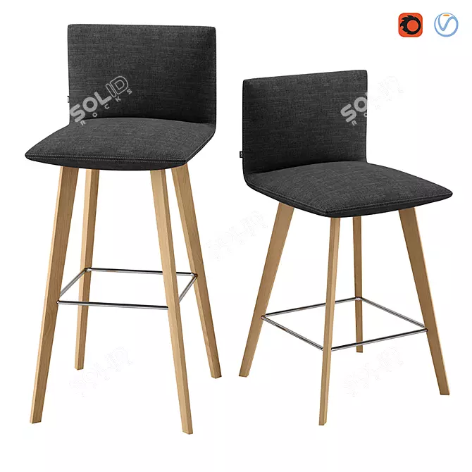 Modern High-Back Jalis Chair 3D model image 1