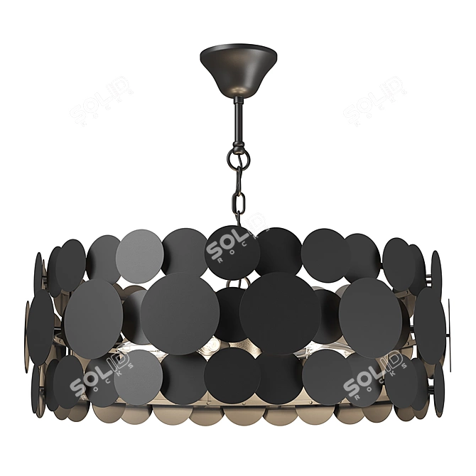 Modern Matte Black Pendant Chandelier 3D model image 1