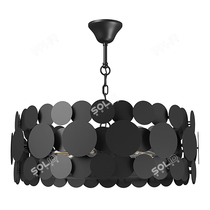 Modern Matte Black Pendant Chandelier 3D model image 2