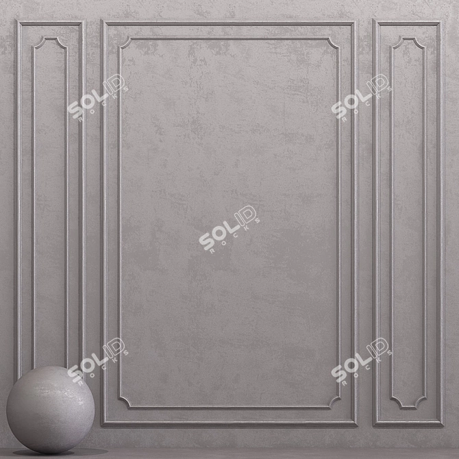 Opal Gray Decorative Plaster with Molding 3D model image 1