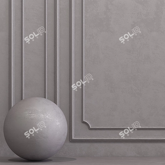 Opal Gray Decorative Plaster with Molding 3D model image 2