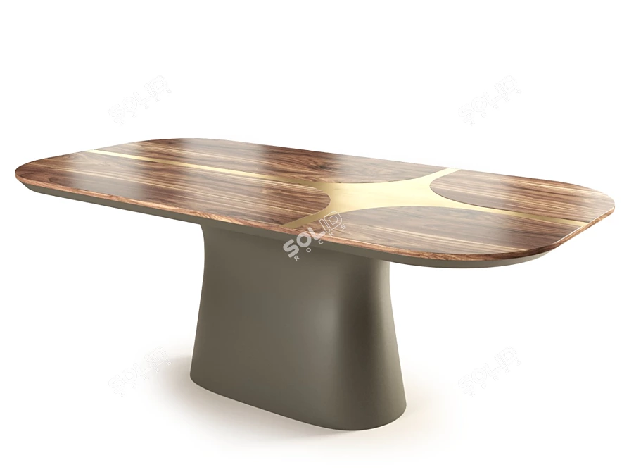 Lux Brass Dining Table: Zaha S035 3D model image 1