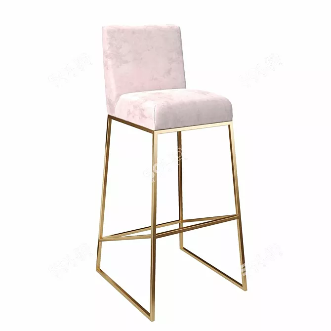 Luxury Brass Bar Chair 3D model image 2