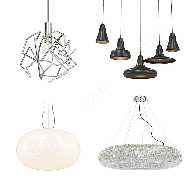 Modern Crystal Pendant Light Collection 3D model image 1