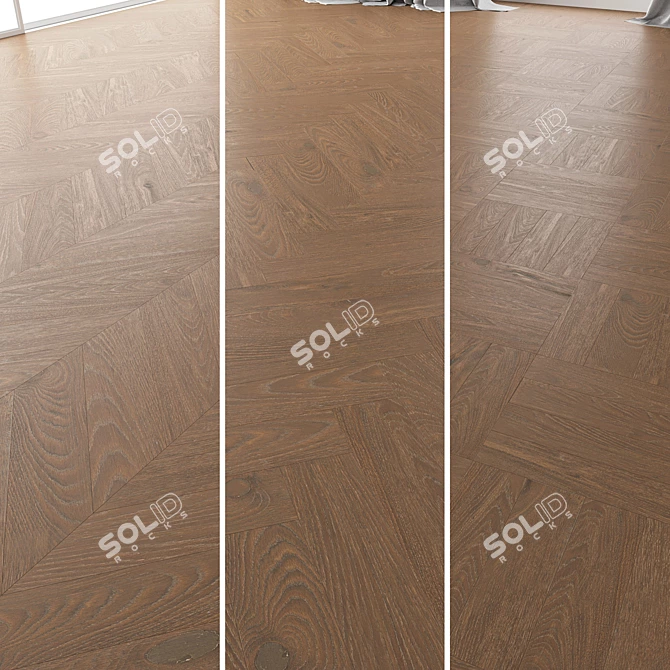 Premium Oak Parquet Set - Vincinyatta Brushed 3D model image 1