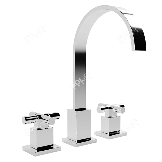 Sleek Cross-Handle Gooseneck Faucet 3D model image 1