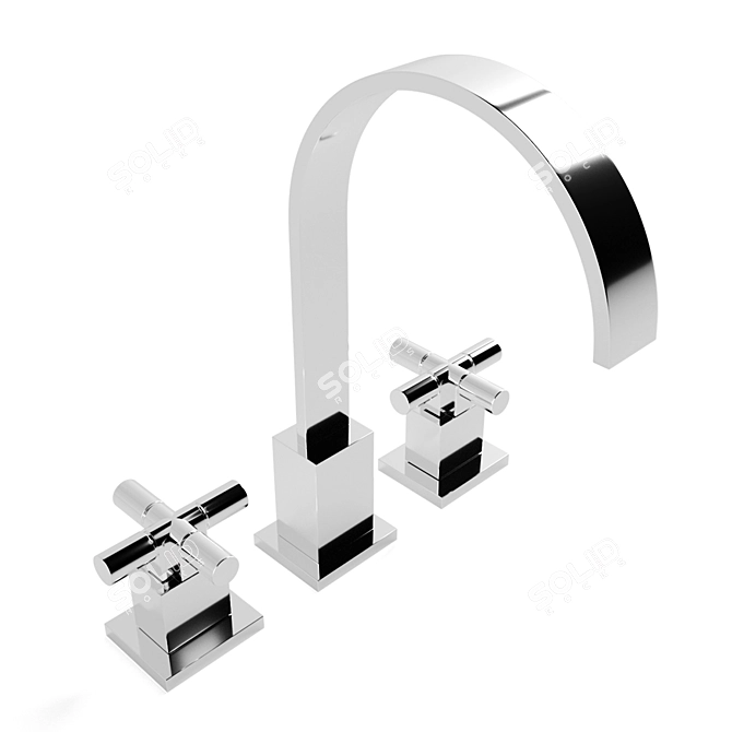 Sleek Cross-Handle Gooseneck Faucet 3D model image 2