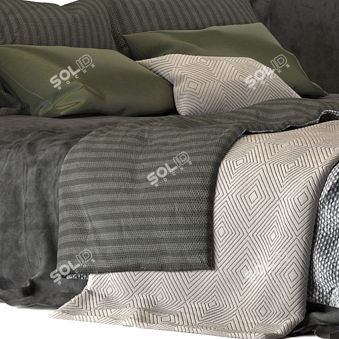 Elegant Wave Bed: Real Material, Non-Overlapping UVs 3D model image 4