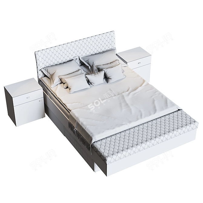 Elegant Brazilian Wood Bed 3D model image 4