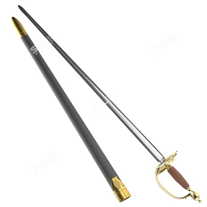 18th Century British Officer Sword 3D model image 5