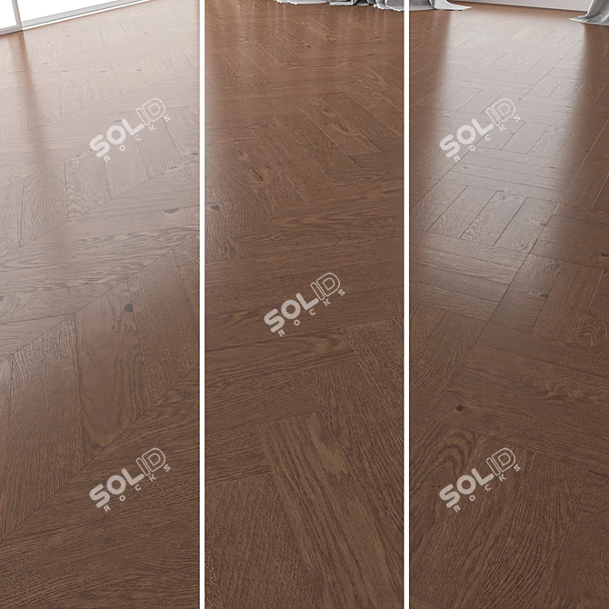 Premium Oak Parquet Set - Walnut Brushed 3D model image 1