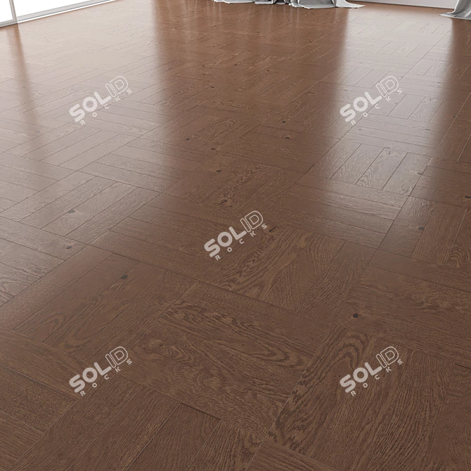 Premium Oak Parquet Set - Walnut Brushed 3D model image 2