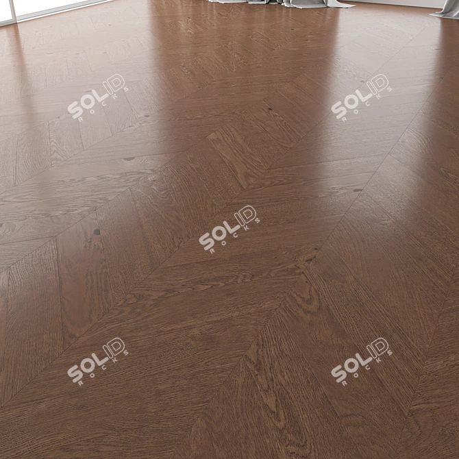 Premium Oak Parquet Set - Walnut Brushed 3D model image 3